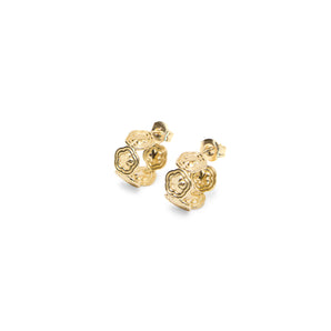 14k puffy flower huggie