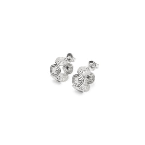 sterling silver puffy flower huggie