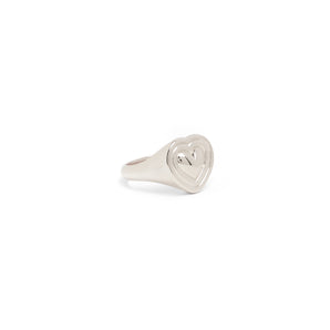 sterling silver puffy heart signet ring