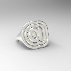 sterling silver puffy initial signet ring **A-L**