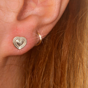 sterling silver puffy heart stud