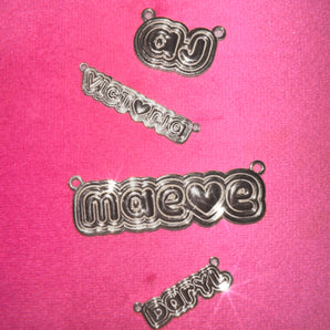 sterling silver puffy nameplate
