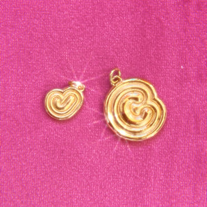 14k puffy initial charm