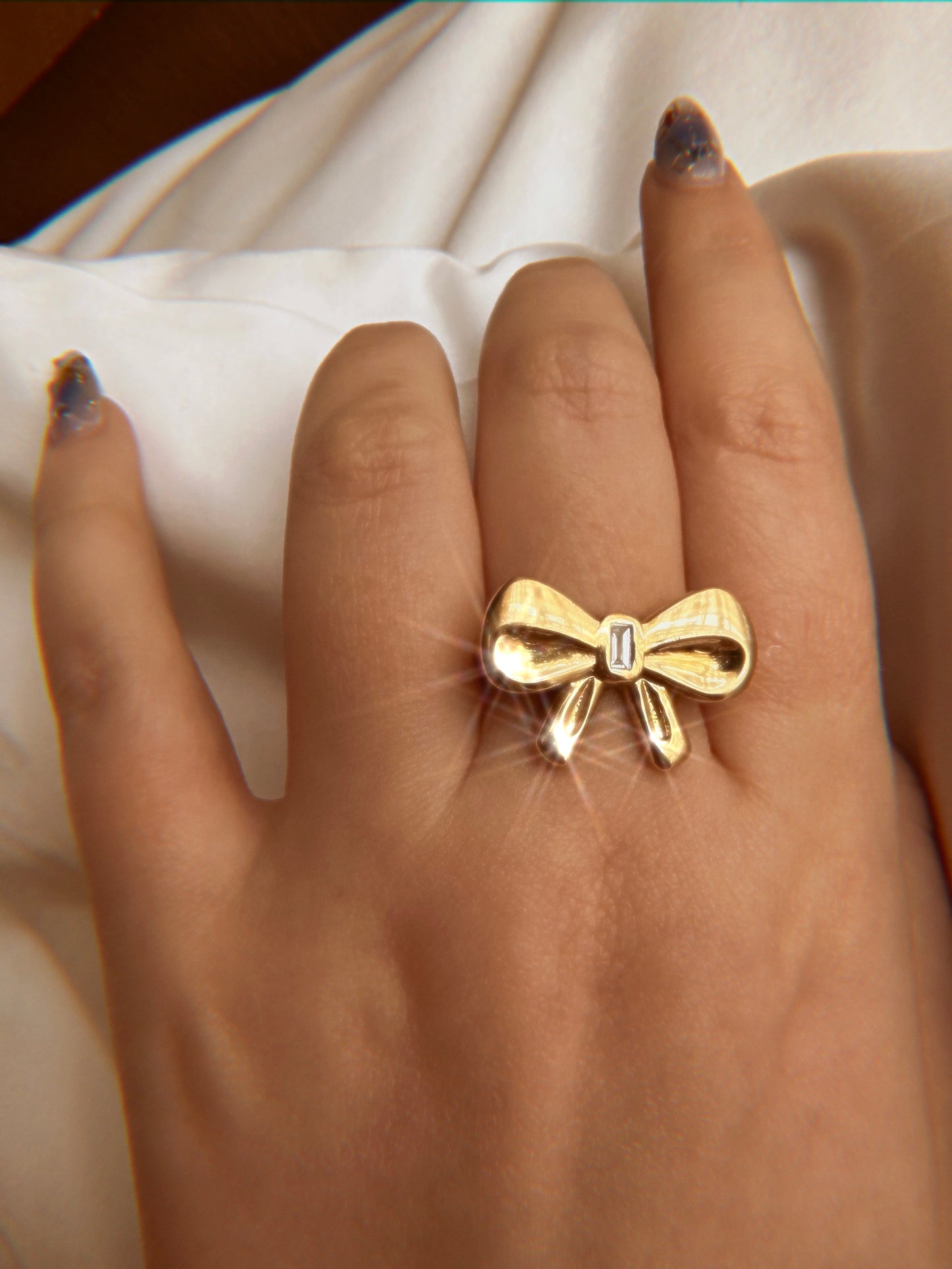 14k bow signet ring