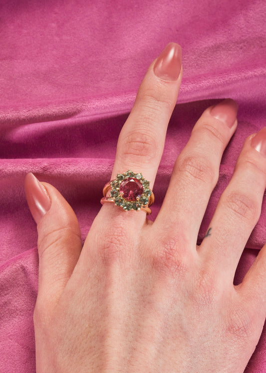 rubellite tourmaline princess ring