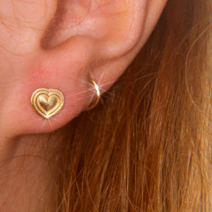 14k puffy heart stud