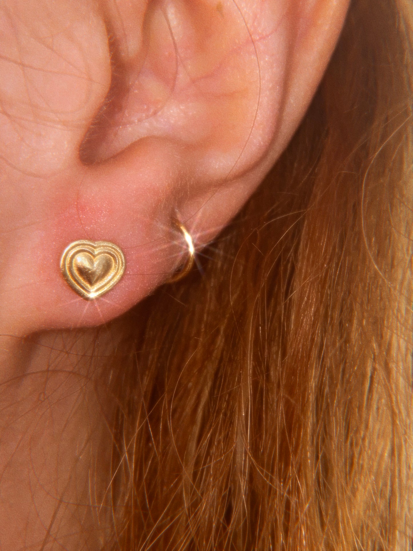 14k puffy heart stud