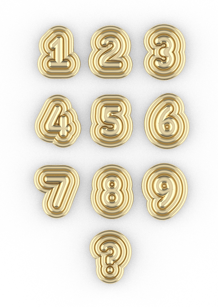 14k puffy number/symbol charm